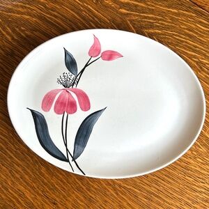 Vintage MCM Oval Plate Stetson China Rio Pink Floral Handpainted